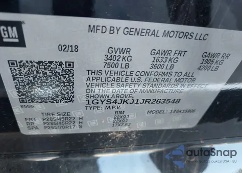 2018 Cadillac Escalade Esv Premium Luxury z USA, uszkodzony, nr VIN 1GYS4JKJ1JR263548